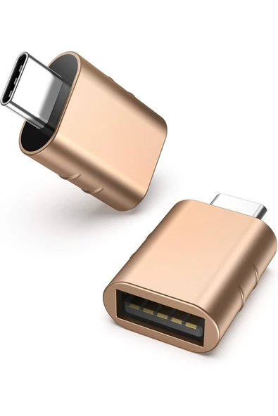 USB-C to USB 3.0 Adaptör 2’li Set Kompakt Altın Dönüştürücü Yüksek Performanslı Pratik Seti ürün görseli 1