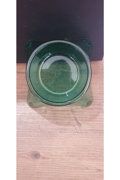 FLİP Evcil Hayvan Kedi Köpek Mama Su Kabı Simli Şeffaf Yeşil Mini Boy 12cm ürün görseli 1