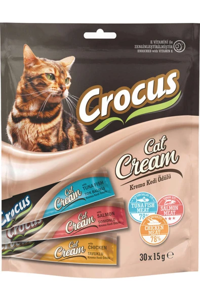 CROCUS Çoklu Tavuklu & Ton Balıklı & Somonlu Krema Kedi Ödülü 30x15g 543133 ürün görseli 1