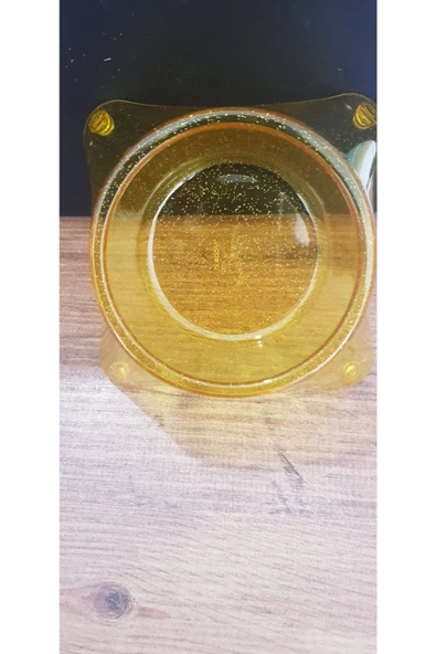 FLİP Evcil Hayvan Kedi Köpek Mama Su Kabı Simli Şeffaf Sarı Mini Boy 12cm ürün görseli 1