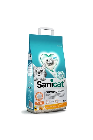 SANİCAT Tozsuz Vanilyalı Mandalina Aromalı Doğal Kedi Kumu 10 Lt X 2 Adet ürün görseli 1