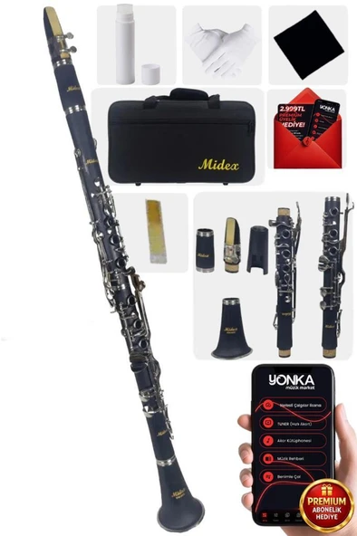 Midex BNS-6000 Sol Klarnet 6 Yüzüklü (Askı Çanta Kamış Bez Eldiven) ürün görseli 1