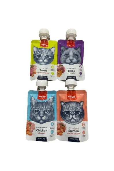 WANPY Tasty Meat Paste Taze Sıvı Kedi Ödül Maması Kedi Ödül Maması 4X90GR ürün görseli 1
