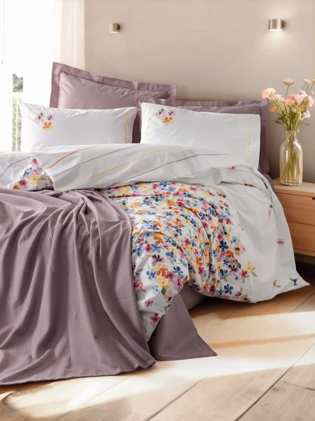 Cotton Box Vivid Tek Kişilik Pikeli Nevresim Takımı Flurry Lila ürün görseli 1