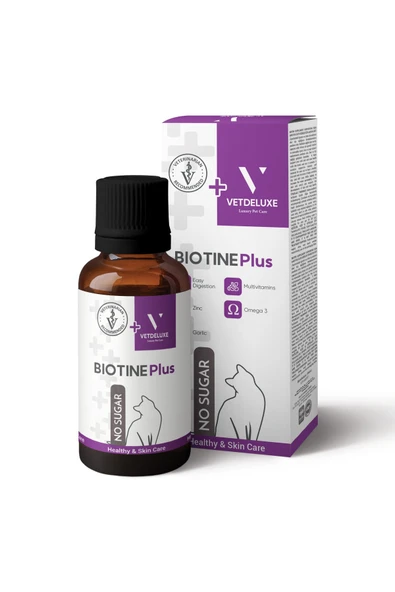 VETDELUXE Plus B Biotine Çinko Katkılı Kedi Tüy Dökümesi Engelleyici Deri Ve Tüy Sağlığı Damlası 100 ml ürün görseli 1