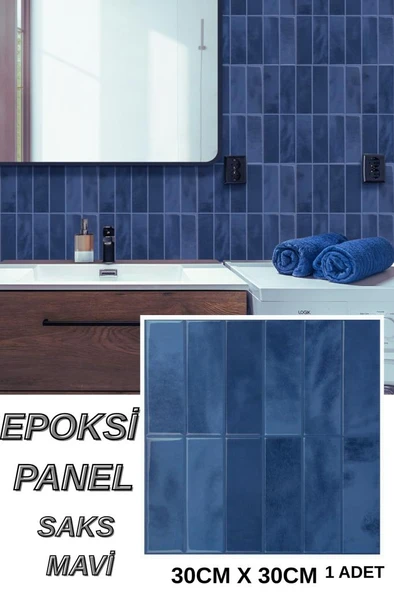 30cm×30cm Saks Mavi Epoksi 1 Adet 3D Yapışkanlı Duvar Paneli Kağıdı Sticker Mutfak Banyo Salon Ofis ürün görseli 1