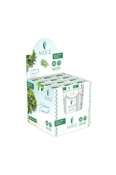 Mastiqe Doğal Yeşil Nane Aromalı Damla Sakızlı Şekersiz Sakız 20 Gr x 12 Adet ürün görseli 1