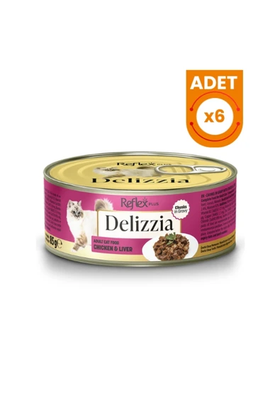 Reflex Plus Delizzia Sos İçinde Parça Etli Tavuklu ve Ciğerli Yetişkin Konserve Kedi Maması 85 Gr 6 ürün görseli 1