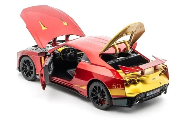 Mınıauto Nıssan GTR50 Kırmızı 1:24 Metal Çek Bırak Kapıları Açılan Sesli Işıklı Araba ürün görseli 1