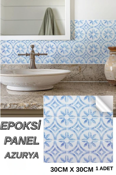 30×30cm Azurya Mavi Epoksi 1 Adet 3D Yapışkanlı Duvar Paneli Kağıdı Sticker Mutfak Banyo Salon Ofis ürün görseli 1