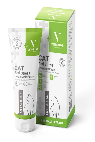 VETDELUXE Anti Stress Relax Malte Paste Sakinleştirici Tüy Yumağı Önleyici Yetişkin Kedi Malt Macunu 100 Gr ürün görseli 1
