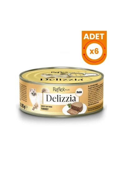 Reflex Plus Delizzia Kıyılmış Hindi Etli Yetişkin Konserve Kedi Maması 85 Gr 6 Adet ürün görseli 1