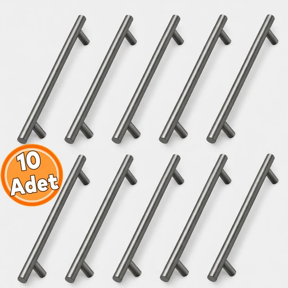 (10 Adet) Metal Mobilya Mutfak Dolap Çekmece Dolabı Kulbu Kulpu Kulpları Titanyum Renk 128 mm 12,8 cm ürün görseli 1