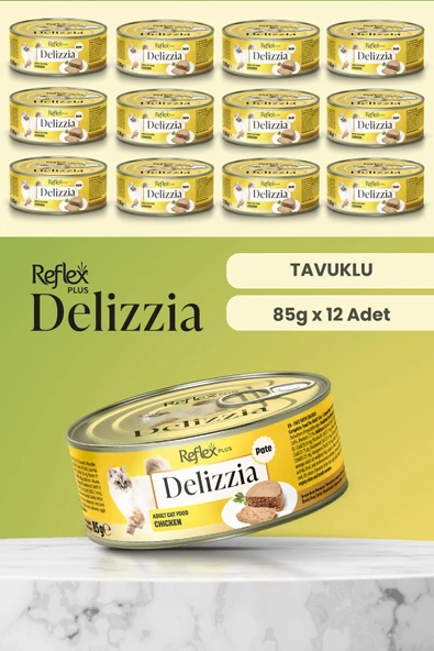 Reflex Plus Delizzia / Kıyılmış Tavuklu Yetişkin Kedi Maması 85g x 12 Adet ürün görseli 1