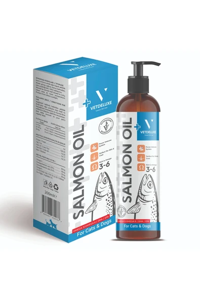 VETDELUXE Salmon Oil Omega 3-6 Içeren Deri Tüy Sağlığını Destekleyen Somon Yağı 200 ml ürün görseli 1