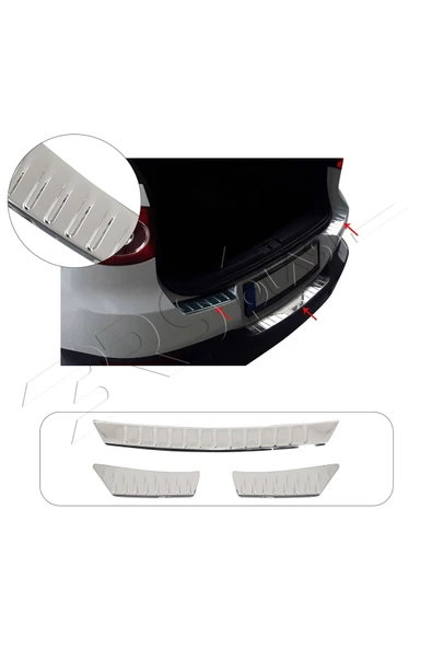 BRSPLAST Volkswagen Tiguan 1 Uyumlu 2007-2015 Krom Arka Tampon Üstü Koruma 3 Parça Paslanmaz Çelik ürün görseli 1