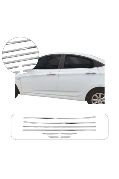 BRSPLAST Hyundai Accent Blue Uyumlu 2011 Ve Üzeri Krom Cam Çıtası 6 Parça Paslanmaz Çelik ürün görseli 1