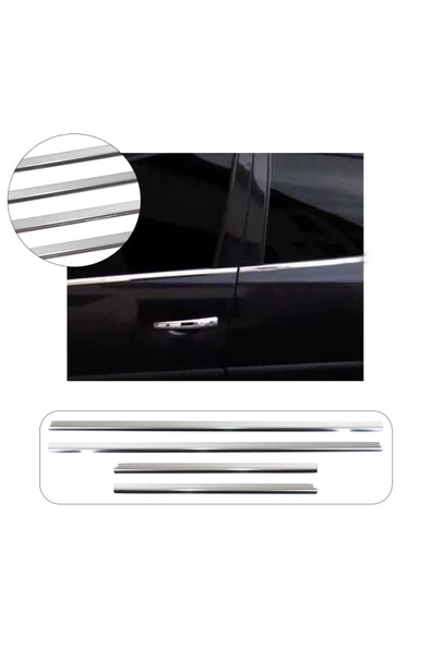 BRSPLAST Peugeot 206 Uyumlu 1998-2012 Krom Cam Çıtası 4 Parça Paslanmaz Çelik ürün görseli 1