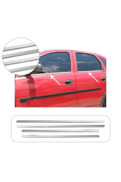 BRSPLAST Opel Corsa C Uyumlu 2000-2006 Krom Cam Çıtası 4 Parça Paslanmaz Çelik ürün görseli 1