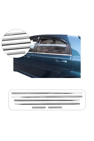 BRSPLAST Chevrolet Lacetti Uyumlu 2000 Ve Üzeri Krom Cam Çıtası 6 Parça Paslanmaz Çelik ürün görseli 1