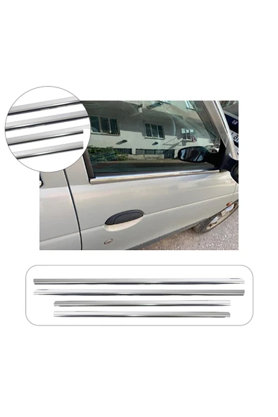 BRSPLAST Renault Megane 1 Uyumlu 1996-2004 Krom Cam Çıtası 4 Parça Paslanmaz Çelik ürün görseli 1