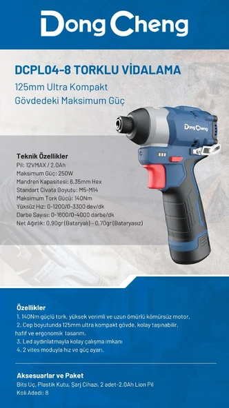 Dongcheng DCPL04-8 Torklu Vidalama 140nm - Resim 3