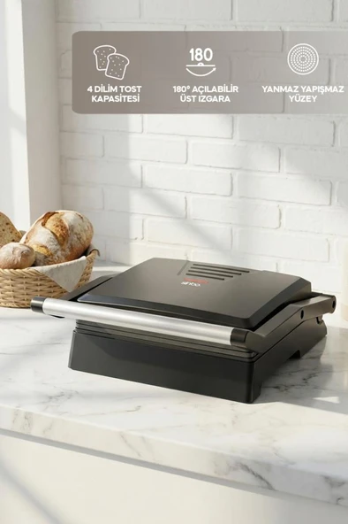 Sinbo SSM-2594 1000W Izgara ve Tost Makinesi 180° Açılabilir Yapışmaz Plaka ürün görseli 1