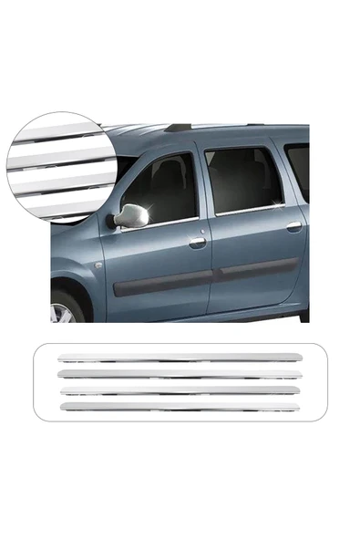 BRSPLAST Dacia Logan Mcv Sw Uyumlu 2006-2013 Krom Cam Çıtası 4 Parça Paslanmaz Çelik ürün görseli 1