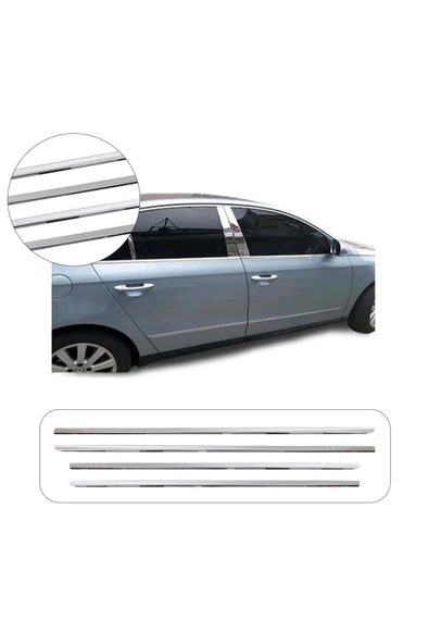 BRSPLAST Volkswagen Passat B6 Uyumlu 2005-2012 Krom Cam Çıtası 4 Parça Paslanmaz Çelik ürün görseli 1