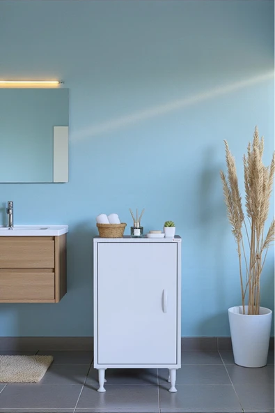 Eliusta Nirat 40 cm 4 Bölmeli Beyaz Banyo Mutfak Dolabı 3 Raflı Kapaklı Çok Amaçlı Dolap 40x75x32,5 cm ürün görseli 1