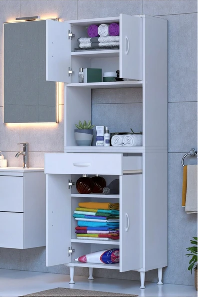 Eliusta Artex  60 cm Yüksek Organizasyonlu Boy Dolabı 60x173x32,5 cm Beyaz Banyo/Mutfak Dolabı ürün görseli 1