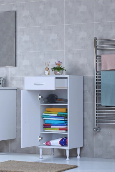 Eliusta Taha 35 cm 3 Bölmeli Beyaz Çok Amaçlı Dolap 2 Raflı Banyo Mutfak Dolabı 35x88x32,5 cm Düzenleyici ürün görseli 1