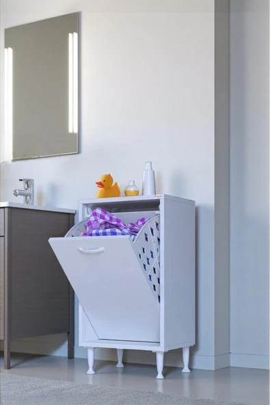 Eliusta Sare 40 cm Beyaz Sepetli Banyo Dolabı,Mutfak Dolabı 40x75x32,5 cm Oyuncak Sepeti Çok Amaçlı Dolap ürün görseli 1