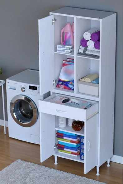 Eliusta Vellum Beyaz Dolap 60x173x32,5 cm Ebatlarında Çok Fonksiyonlu 60 cm Genişlikte Banyo Dolabı ürün görseli 1