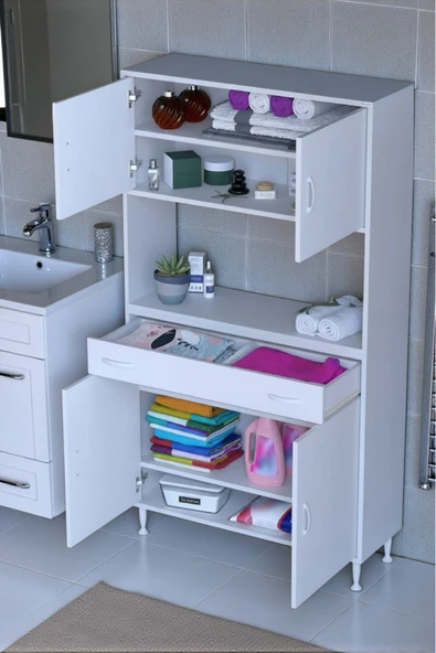 Eliusta Artex  100 cm Yüksek Organizasyonlu Boy Dolabı 100x173x32,5 cm Beyaz Banyo/Mutfak Dolabı ürün görseli 1