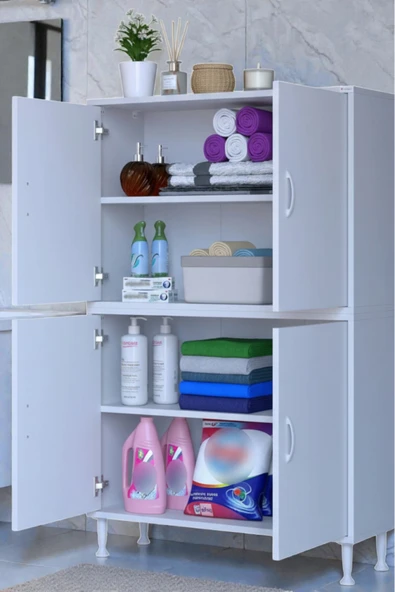 Eliusta Nuve Geniş Depolama Alanlı Dolap 90 cm Banyo/Mutfak Çok Fonksiyonlu 90x138x32,5 cm Saklama Dolabı ürün görseli 1