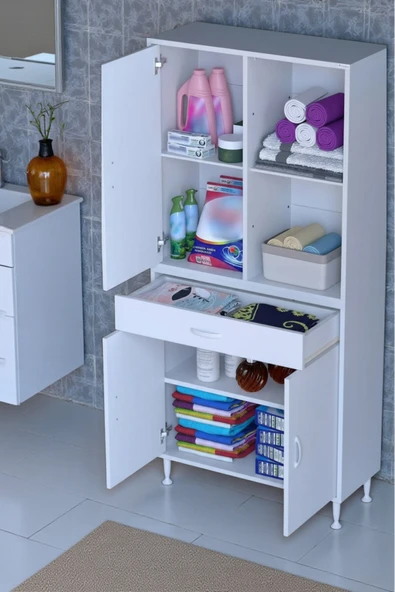 Eliusta Vellum Beyaz Dolap 75x173x32,5 cm Ebatlarında Çok Fonksiyonlu 75 cm Genişlikte Banyo Dolabı ürün görseli 1