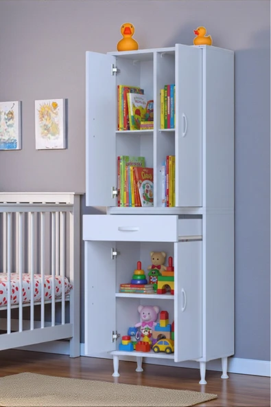 Eliusta Luma Kapaklı & Çekmeceli Banyo Dolabı 70 cm Genişlikte Beyaz Dolap 70x173x32,5 cm Depolama Dolabı ürün görseli 1