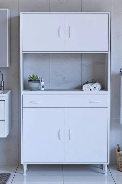 Eliusta Artex  95 cm Yüksek Organizasyonlu Boy Dolabı 95x173x32,5 cm Beyaz Banyo/Mutfak Dolabı ürün görseli 1