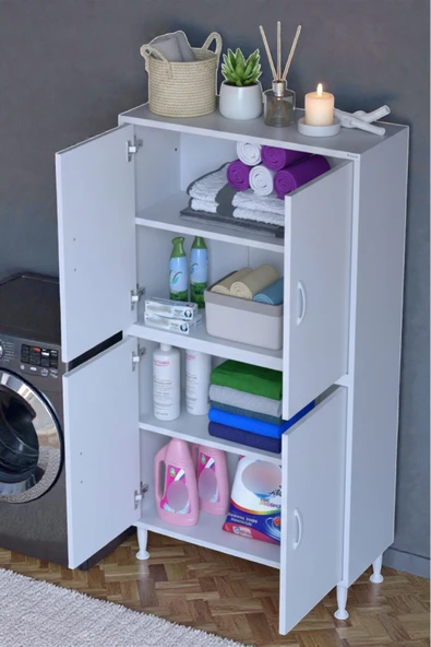 Eliusta Nuve Geniş Depolama Alanlı Dolap 75 cm Banyo/Mutfak Çok Fonksiyonlu 75x138x32,5 cm Saklama Dolabı ürün görseli 1