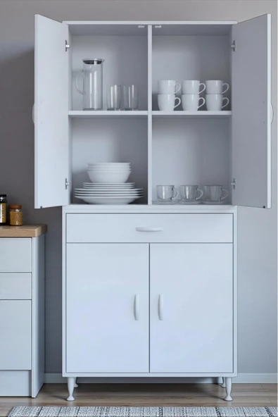 Eliusta Luma Kapaklı & Çekmeceli Banyo Dolabı 80 cm Genişlikte Beyaz Dolap 80x173x32,5 cm Depolama Dolabı ürün görseli 1