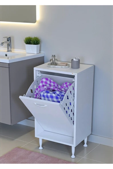 Eliusta Sare 35 cm Beyaz Sepetli Banyo Dolabı,Mutfak Dolabı 35x75x32,5 cm Oyuncak Sepeti Çok Amaçlı Dolap ürün görseli 1