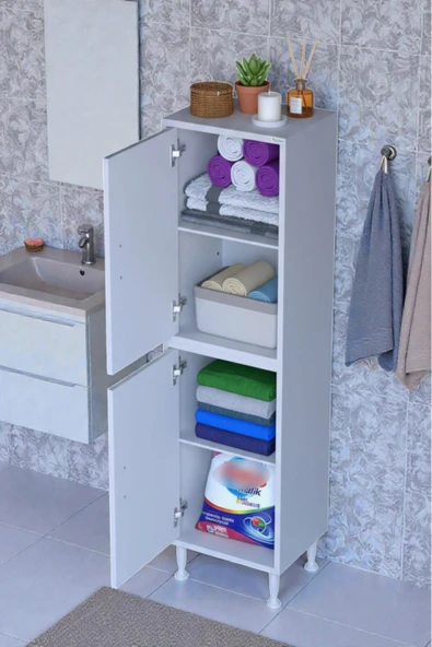 Nuve Geniş Depolama Alanlı Dolap 40 cm Banyo/Mutfak Çok Fonksiyonlu 40x138x32,5 cm Saklama Dolabı ürün görseli 1