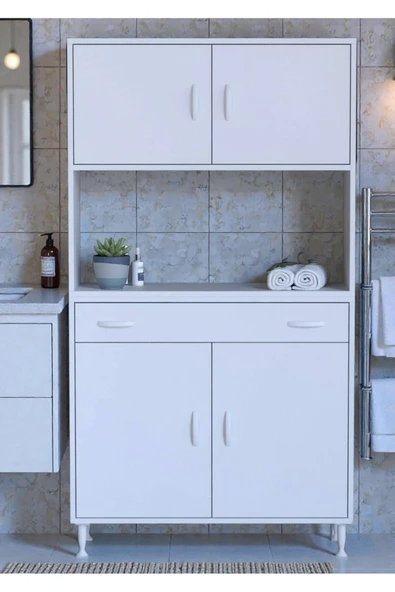 Eliusta Lora Beyaz Dolap 95 cm Genişliği ve 173 cm Yüksekliği İle Dikey Depolama Ünitesi 95x173x32,5 cm ürün görseli 1