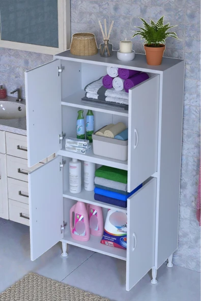 Eliusta Nuve Geniş Depolama Alanlı Dolap 70 cm Banyo/Mutfak Çok Fonksiyonlu 70x138x32,5 cm Saklama Dolabı ürün görseli 1
