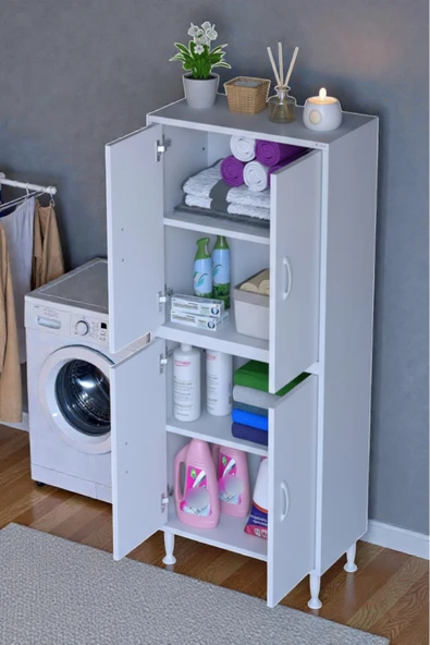 Eliusta Nuve Geniş Depolama Alanlı Dolap 55 cm Banyo/Mutfak Çok Fonksiyonlu 55x138x32,5 cm Saklama Dolabı ürün görseli 1