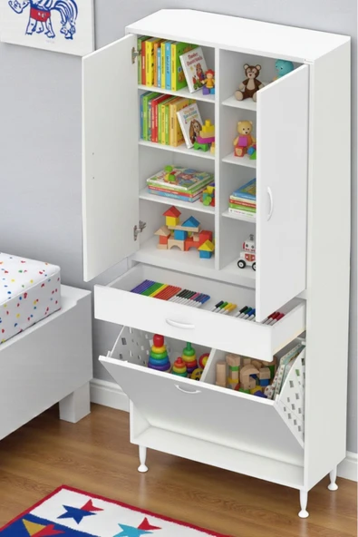 Eliusta Reli Dolap Beyaz Çok Kullanımlı 70 cm Eninde Banyo Dolabı 70x171x32,5 cm 2 Kapak 6 Raf Dolap ürün görseli 1