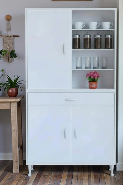 Eliusta Funci Beyaz Renk G:95 cm Banyo Dolabı 3 Kapaklı 7 Raflı Dolap 95x173x32,5 cm Boyutlarında Dolap ürün görseli 1