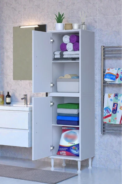 Eliusta Nuve Geniş Depolama Alanlı Dolap 45 cm Banyo/Mutfak Çok Fonksiyonlu 45x138x32,5 cm Saklama Dolabı ürün görseli 1