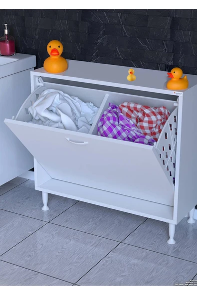 Eliusta Sare 75 cm Beyaz Sepetli Banyo Dolabı,Mutfak Dolabı 75x75x32,5 cm Oyuncak Sepeti Çok Amaçlı Dolap ürün görseli 1